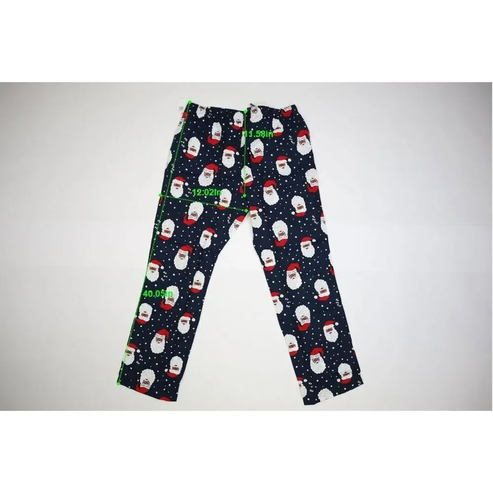 Old Navy Mid Rise Pull On Style Flannel Pajama Pants Santa Claus Brown Adult L - Picture 8 of 8